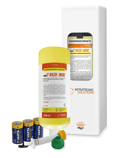 Spendersystem für Handwaschpaste – Hygienespender IT 1000 AW Euro-2 weiß inkl. 6x 1 Liter "Wash&more" Handwaschpaste